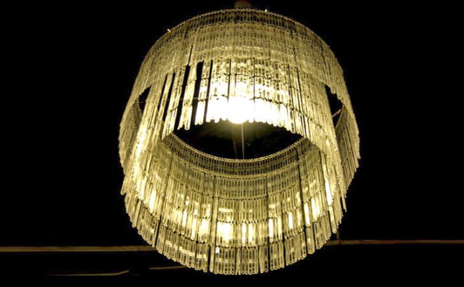Recycled Coffee Stirrer Lamp, Studio Verissimo,green lamps, energy efficient lighting, sustainable design, LED bulbs, Light Emitting Diodes, LEDs, LED bulbs, eco lighting, green lighting, energy star, green design, energy-efficient light bulbs, philips, interior lighting, low-energy lighting, green lighting 101