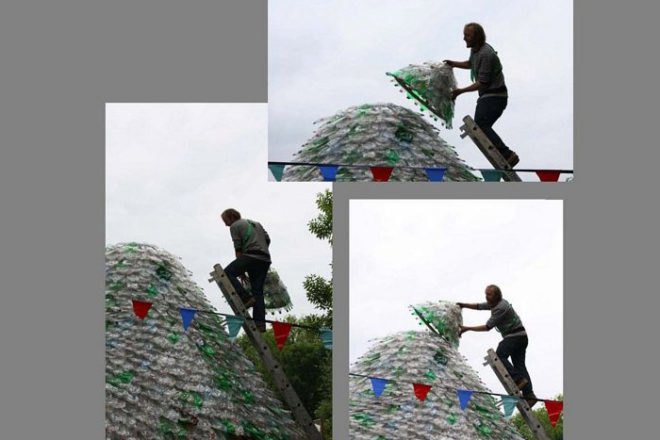 fizzy bottle roof project, roof made of bottles, plastic bottles, bottle roof, deen city farms, green design, eco design, sustainable design, green building, recycled bottle architecture, eco architecture, green architecture
