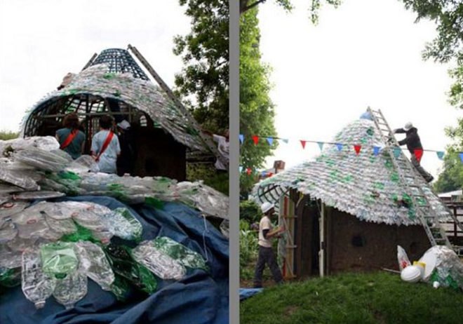 fizzy bottle roof project, roof made of bottles, plastic bottles, bottle roof, deen city farms, green design, eco design, sustainable design, green building, recycled bottle architecture, eco architecture, green architecture