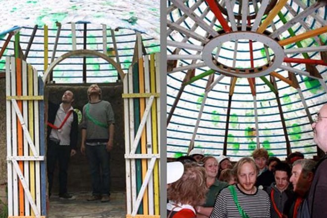 fizzy bottle roof project, roof made of bottles, plastic bottles, bottle roof, deen city farms, green design, eco design, sustainable design, green building, recycled bottle architecture, eco architecture, green architecture