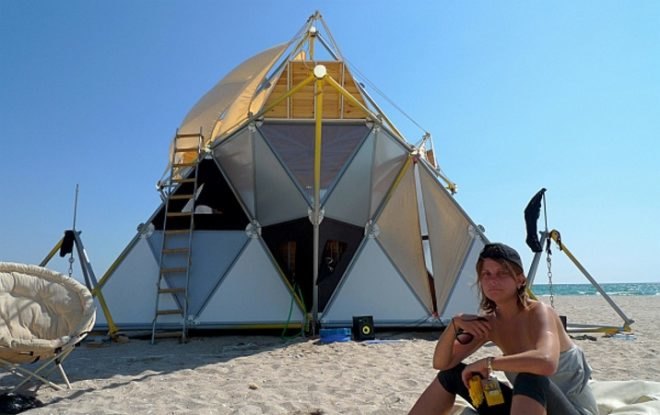 portable party venue, chillout colony, Y-bio, stellated octahedron, Sierpinski triangle, extended octahedron, stellated octahedron