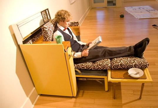 oven, transforming oven, oven lounge, transforming furniture, recycled furniture, green products, green design, eco design, oven that turns into a couch, oven that turns into a sofa, transforming oven, wayouthere