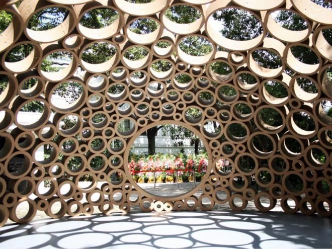 packed pavilion, sustainable design, green design, min-chieh chen, dominik zausinger, michele leidi, green architecture, cardboard pavilion, circular cardboard igloo, CAD cardboard structure