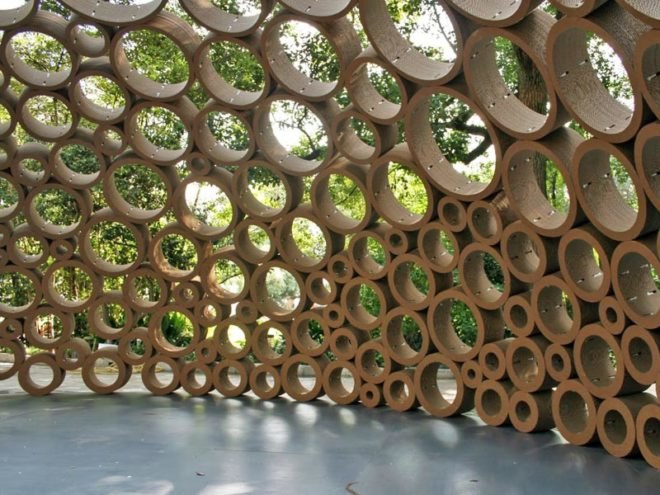 packed pavilion, sustainable design, green design, min-chieh chen, dominik zausinger, michele leidi, green architecture, cardboard pavilion, circular cardboard igloo, CAD cardboard structure