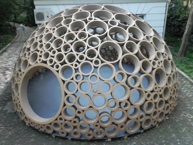 packed pavilion, sustainable design, green design, min-chieh chen, dominik zausinger, michele leidi, green architecture, cardboard pavilion, circular cardboard igloo, CAD cardboard structure