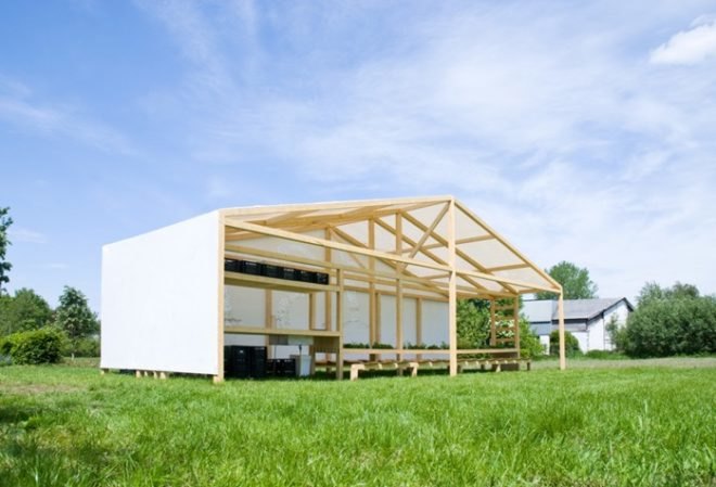 liced Stable, Overtreders W, green pavillion, post and beam, art pavilion, Netherlands art