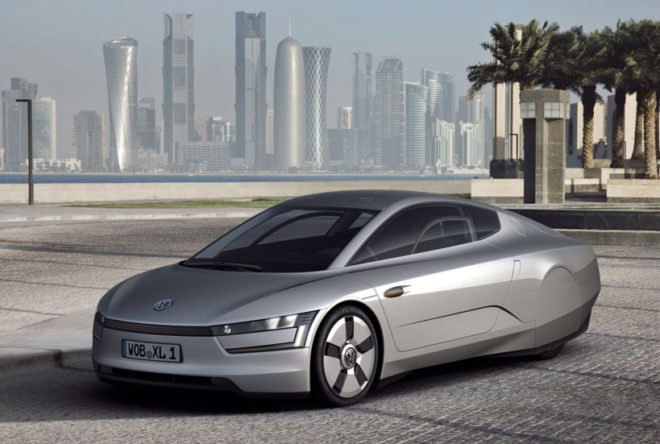 electric cars, Electric Vehicles, new 1-liter concept car, Qatar Motor Show, Volkswagen 1 liter concept, Volkswagen green concept, VW 1 liter car, VW L1, VW XL1