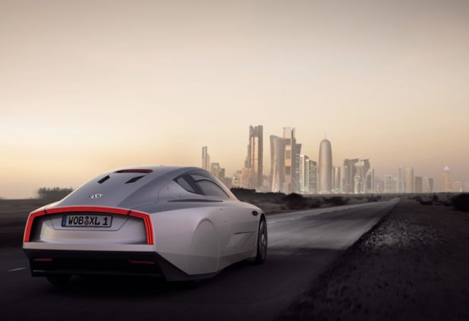 electric cars, Electric Vehicles, new 1-liter concept car, Qatar Motor Show, Volkswagen 1 liter concept, Volkswagen green concept, VW 1 liter car, VW L1, VW XL1