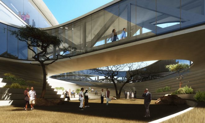 Botswana Innovation Hub, green roof, shop architects, botswana, green building, high tech campus