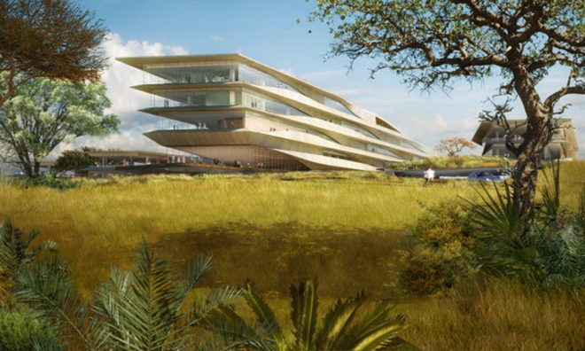 Botswana Innovation Hub, green roof, shop architects, botswana, green building, high tech campus