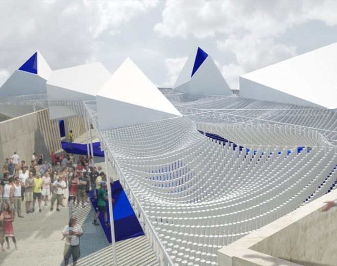 bottle service, mass design group, moma, ps1, young architects program, recycled materials, plastic water bottles