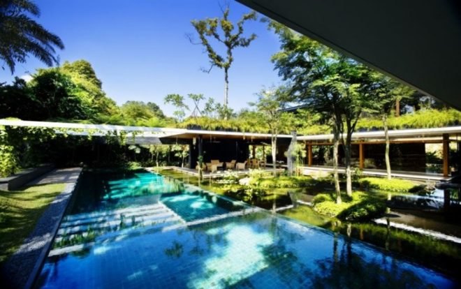 eco home, eco luxury, green courtyard, green home, green home design, green luxury home, guz architects, passive cooling, rainwater catchement, Singapore green home, solar house, solar thermal