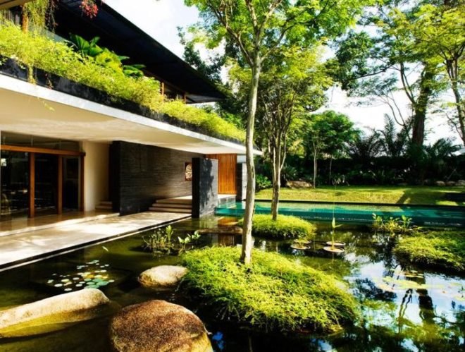 co home, eco luxury, green courtyard, green home, green home design, green luxury home, guz architects, passive cooling, rainwater catchement, Singapore green home, solar house, solar thermal