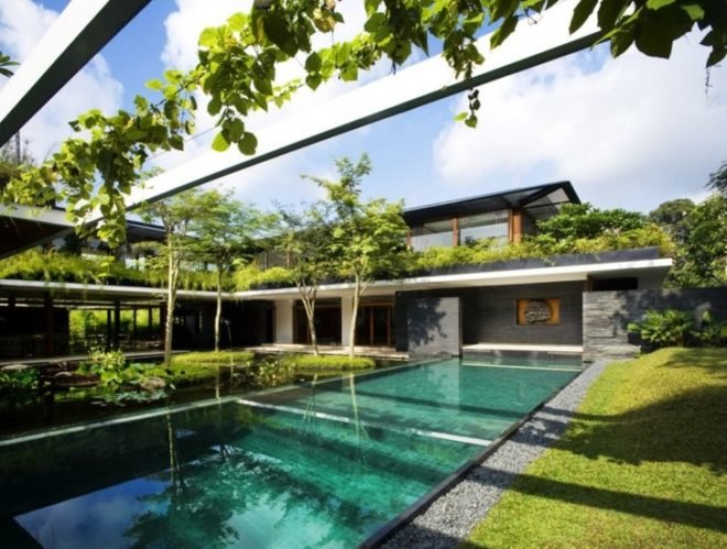 eco home, eco luxury, green courtyard, green home, green home design, green luxury home, guz architects, passive cooling, rainwater catchement, Singapore green home, solar house, solar thermal