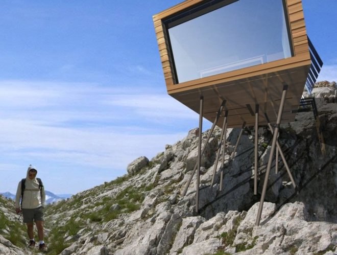 Cimini Architettura, eco cabin, prefab retreat, green alps cabin, green cabin retreat, portable retreat, solar powered cabin, Swiss alps green cabin, temporary cabin