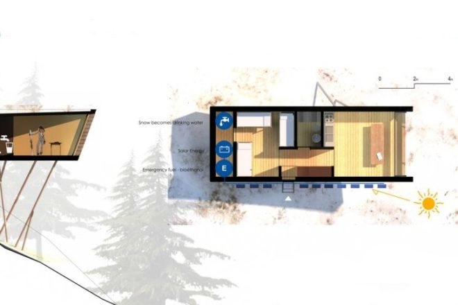 Cimini Architettura, eco cabin, prefab retreat, green alps cabin, green cabin retreat, portable retreat, solar powered cabin, Swiss alps green cabin, temporary cabin