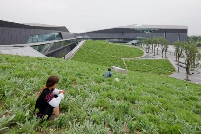 Giant Interactive, Shanghai green building, green roof, china green building, daylight, green corporate campus, eco campus, sustainable corporate campus, Morphosis Architecture,