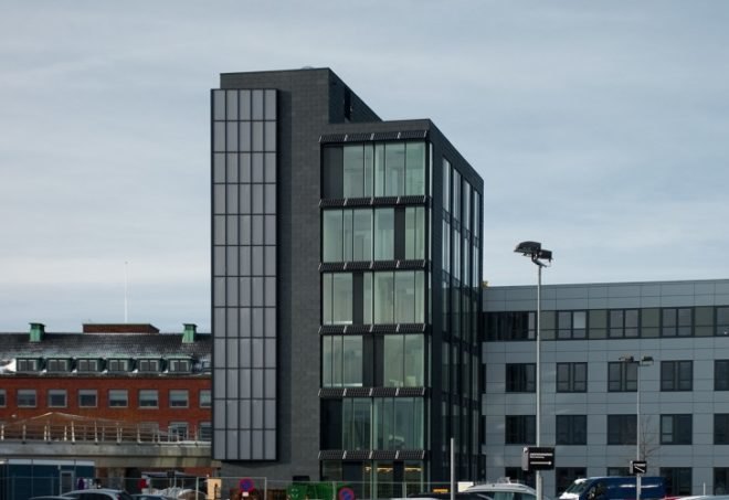Low Energy Office Building, CF Moller, aarhus, denmark, energy architecture, solar power, building integrated solar panels, passive house
