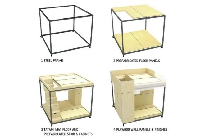 SPACEFLAVOR Cube, mini dwelling unit, liu ming, small space living, prefab, fung shui
