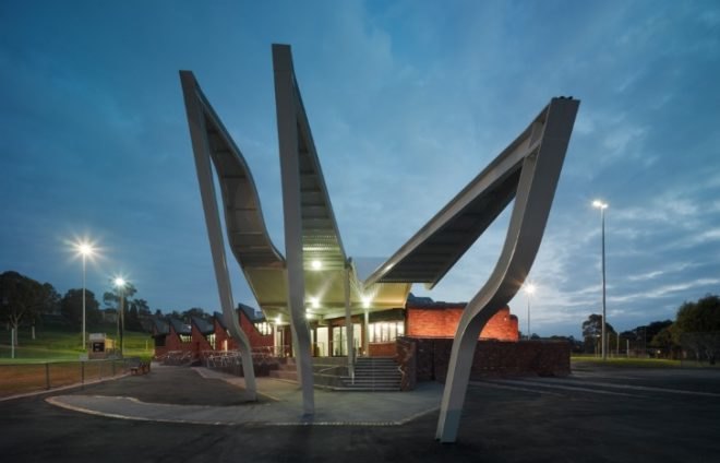 Templestowe Reserve Sporting Pavilion, templestowe, phooey architects, melbourne, recycled materials, zero energy, carbon neutral