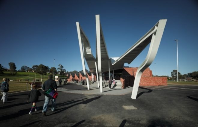 Templestowe Reserve Sporting Pavilion, templestowe, phooey architects, melbourne, recycled materials, zero energy, carbon neutral