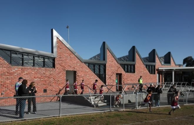 Templestowe Reserve Sporting Pavilion, templestowe, phooey architects, melbourne, recycled materials, zero energy, carbon neutral