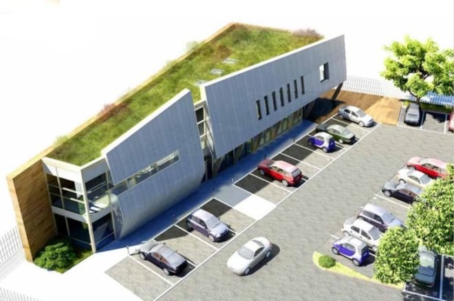 BREEM Outstanding, British green building, green building breem, green roof, Grey water reclimation, net-zero energy, Stride Treglown, sustainavbel design, timber cassette frame, Welch green building, zero energy building