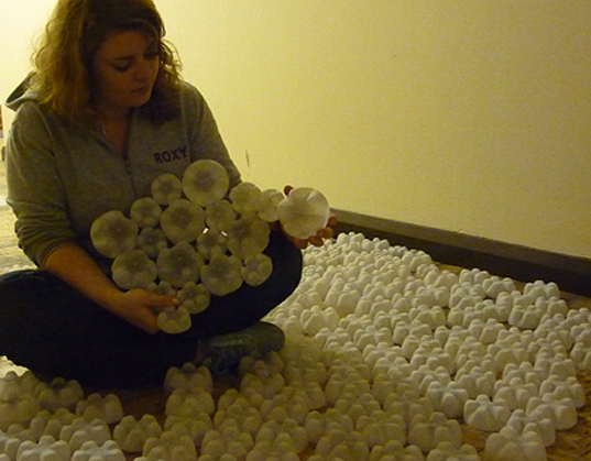 Sarah Turner, eco light installation, plastic bottle lamps, recycled plastic bottles, Plastic Vortex, LED lamps, green lamps, Twitter Ball, recycled plasti bottle lamp, sustainable lamps, sustainable furniture, green furniture, LED installations, LED art