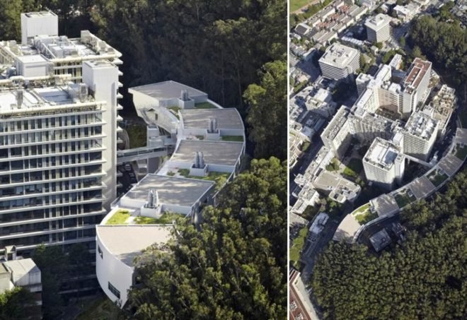CMG, eco building, green lab, green roof, horizontal tower, rafael vinoly architects, Ray and Dagmar Dolby Regeneration Medicine Building, San Francisco Lab, San Franscio green building, site specific design, sustainable design, UCSF green building, UCSF IRM, University of California green building