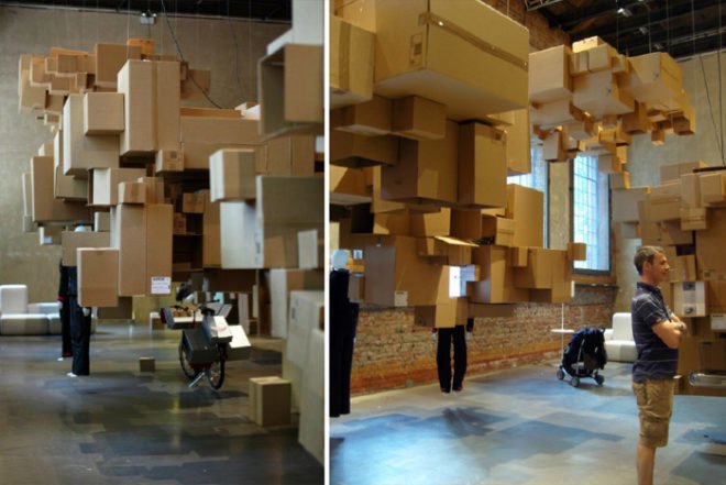 fantastic norway, cardboard cloud, Norwegian Center for Design and Architecture , eco art, norwegian design, green design, green art, recycled materials, cardboard box cloud, sustainable design