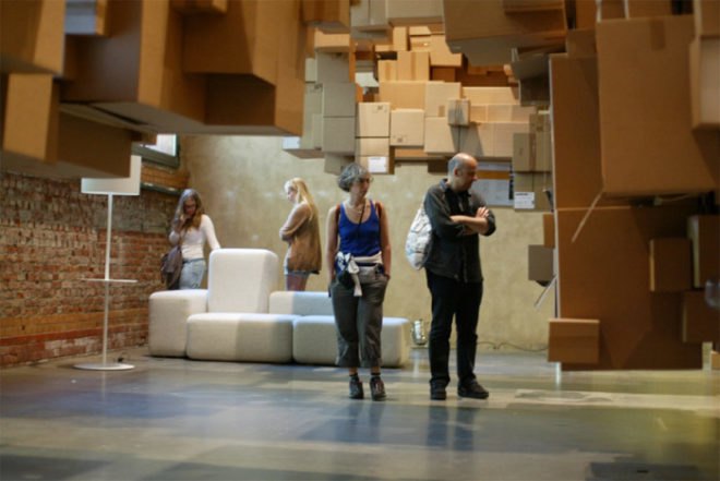 fantastic norway, cardboard cloud, Norwegian Center for Design and Architecture , eco art, norwegian design, green design, green art, recycled materials, cardboard box cloud, sustainable design