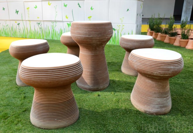 cevisama, tile of spain, green design, sustainable design, green ceramics, ceramic tiles, sustainable flooring, green building materials, Lovin'Green Stools by Alicer
