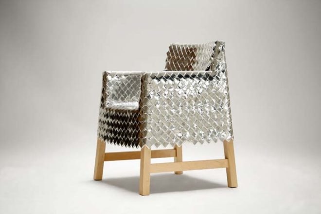 godoy lab, green furniture, snowjob chair, recycled candy wrapper designs, recycled materials, recycled furniture, handmade modern furniture, sustainable furniture, fsc certified wood