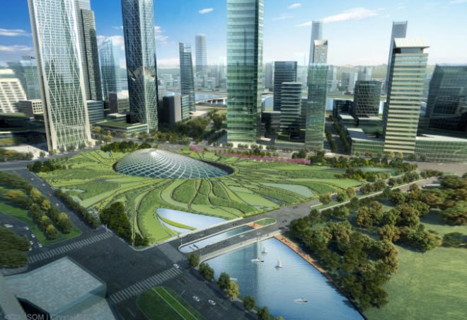 SOM, Tianjin, tianin High Speed Rail Station, high speed rail, green transportation, tianjin station, green design, eco design, sustainable design, green architecture, sustainable architecture, skidmore owings and merrill, tianjin architecture, green building