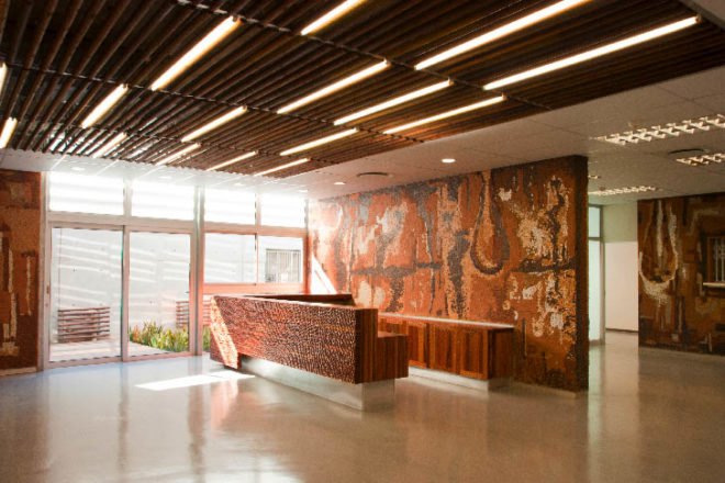 architecture South Africa, Ubuntu Education Fund, Field, Bantu concept, Ubuntu Center, sustainable design, locally-sourced materials, passive design, energy, Zwide's footprints, Stan Field, Ngonyama Okpanum Hewitt-Coleman Architects, Black Economic Empowerment, passive cooling and heating, photovoltaic panels, grey water, rooftop garden