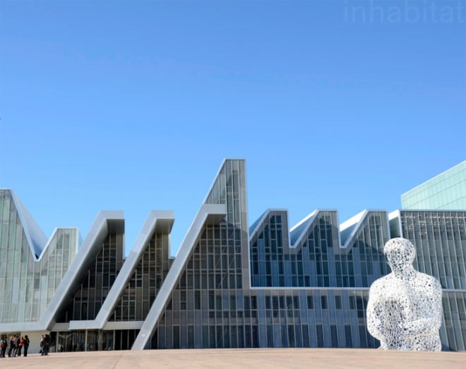 zaragoza congress hall, international exhibition expo zaragoza 2008, Nieto Sobejano, daylighting, brise soleil, sun shades, sustainable design, green design, green architecture, convention center of aragon