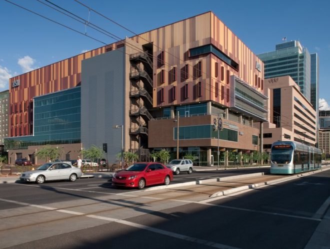 ASU Walter Cronkite School of Journalism, Ehrlich Architects, solar shading, desert architecture, phoenix, leed silver