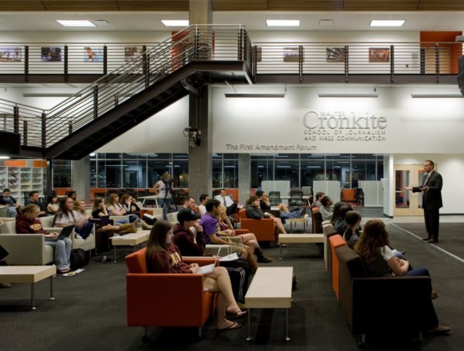ASU Walter Cronkite School of Journalism, Ehrlich Architects, solar shading, desert architecture, phoenix, leed silver