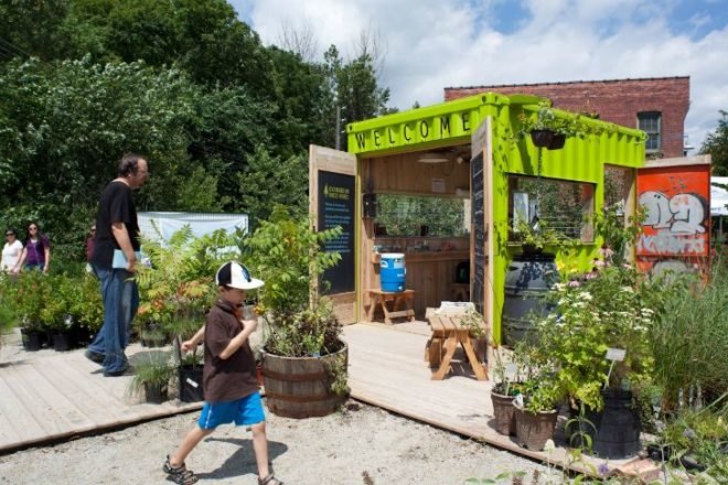 Brickworks Welcome Hut, Evergreen Brickworks, Levitt Goodman Architects, Toronto, shipping container, cargotecture