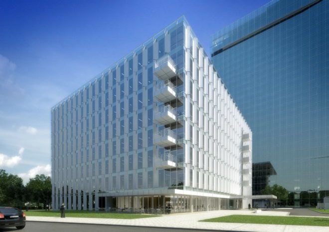 City Green Court, richard meier & partners, daylighting, atrium, living wall, leed, prague