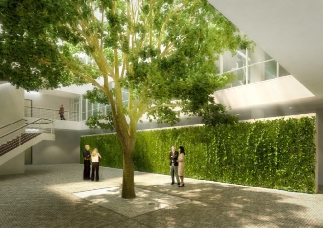 City Green Court, richard meier & partners, daylighting, atrium, living wall, leed, prague