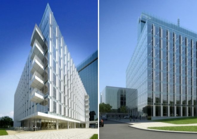 City Green Court, richard meier & partners, daylighting, atrium, living wall, leed, prague
