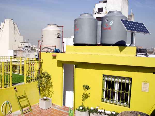 Buenos Aires, compost bin, eco hostel, eco-pampa hostel, green architecture, green home decor, green interiors, green lighting, green products, green resources, green roof, herbs patch, LCD TV, low-energy, recycled furniture, Recycled Materials, renewable energy, solar collectors, solar panels, Solar Power, vegetable patch, vintage furniture, water efficiency