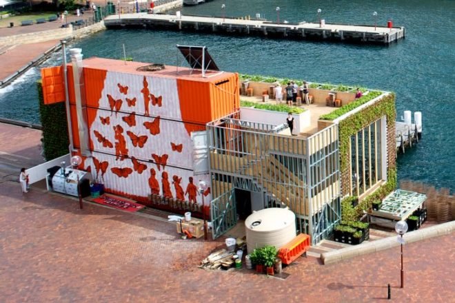 greenhouse, joost bakker, sydney, shipping containers, eco restaurant, pop up cafe, zero waste