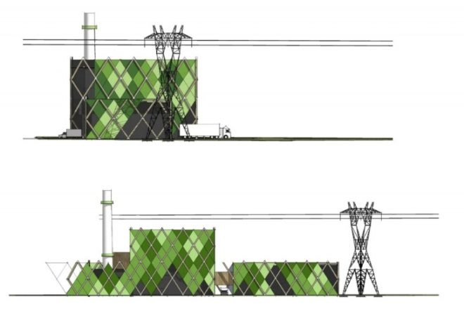 biomass plant, green roof, hinton cook architects, uk, green power, prefab