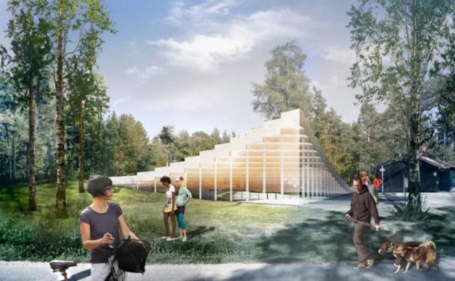 Ice Hockey Rink, Umea, Sweden, green roof, park, BIG, green design, sustainable architecture