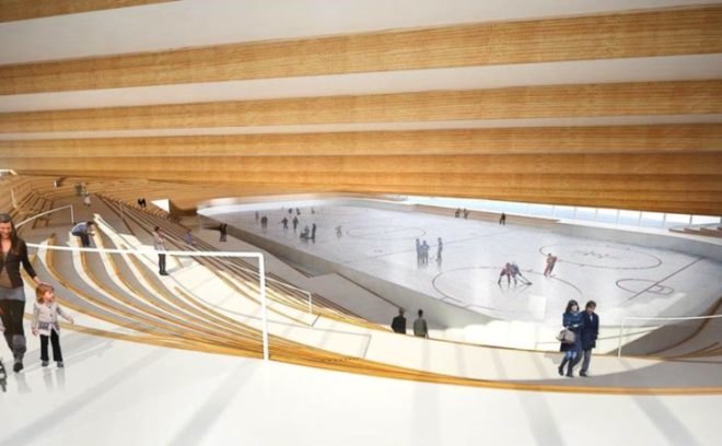 Ice Hockey Rink, Umea, Sweden, green roof, park, BIG, green design, sustainable architecture