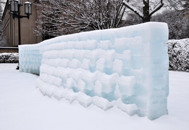 icewall, yushiro okamoto, MIT, seeds, ice blocks, ice wall, art installation, eco art