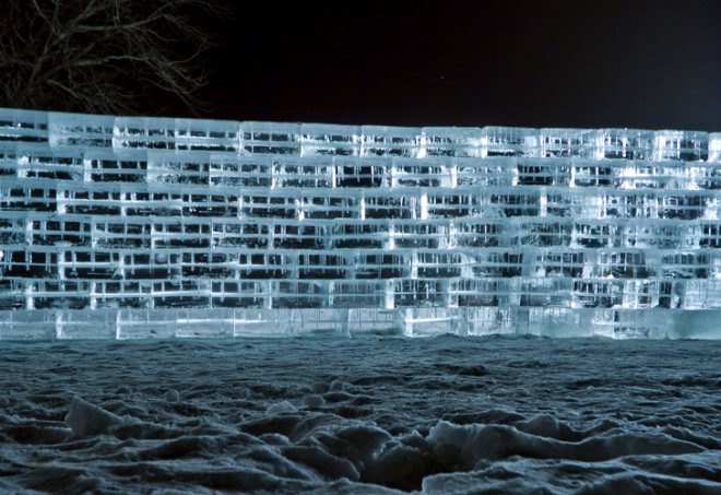 icewall, yushiro okamoto, MIT, seeds, ice blocks, ice wall, art installation, eco art