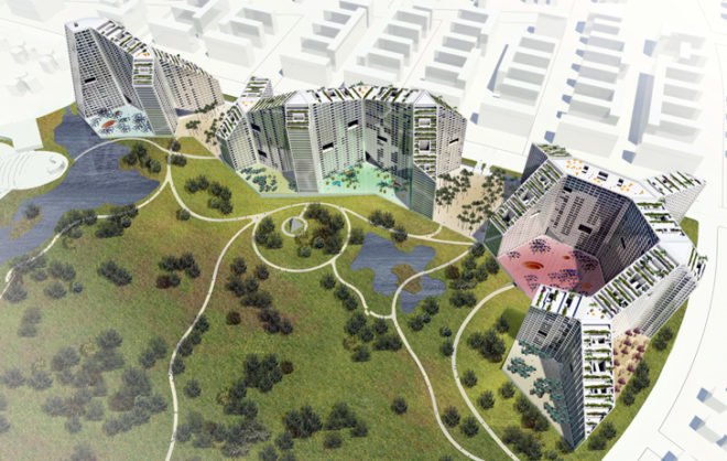 MVRDV, Amanora Apartment City Future Towers, Future Towers, Amanora Apartment City, India City Corporation, Pune, India architecture, green mixed use developments, vertical city, green cities, green skyscraper